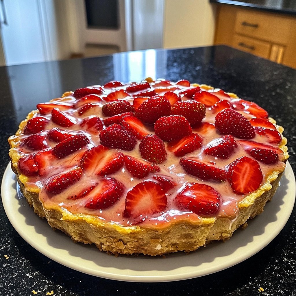 Erdbeerkuchen mit Pudding
