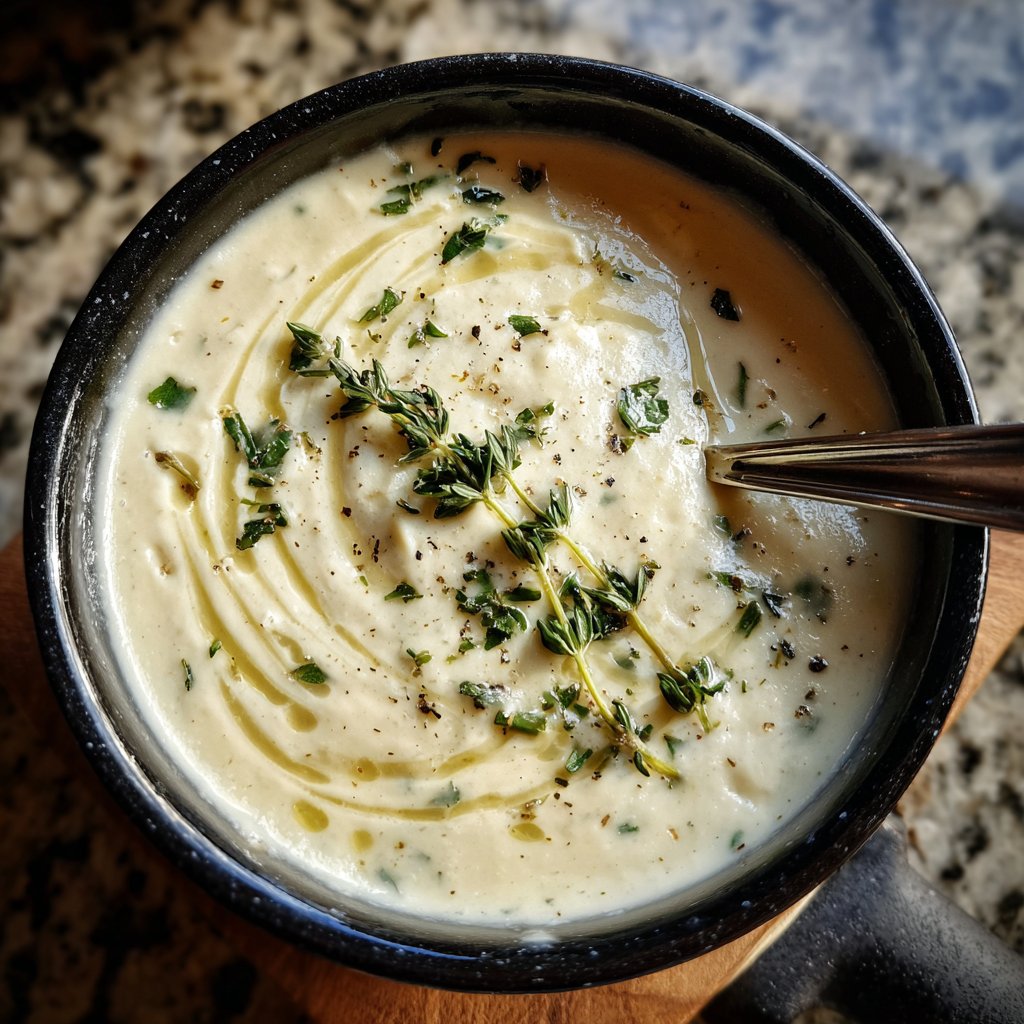 Cremige Blumenkohlsuppe mit Zitronenthymian
