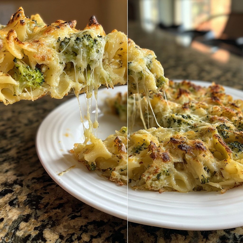 Vegetarischer Nudelauflauf mit Brokkoli