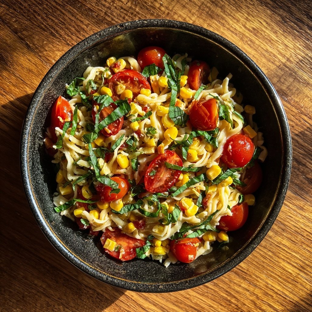 Mediterraner Nudelsalat Mit Mais